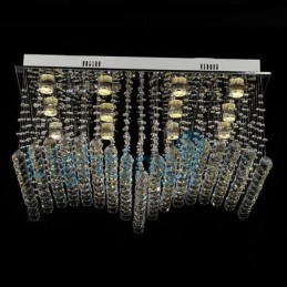 Lustre contemporain moderne à encastrer, luminaire suspendu en cristal avec goutte de pluie