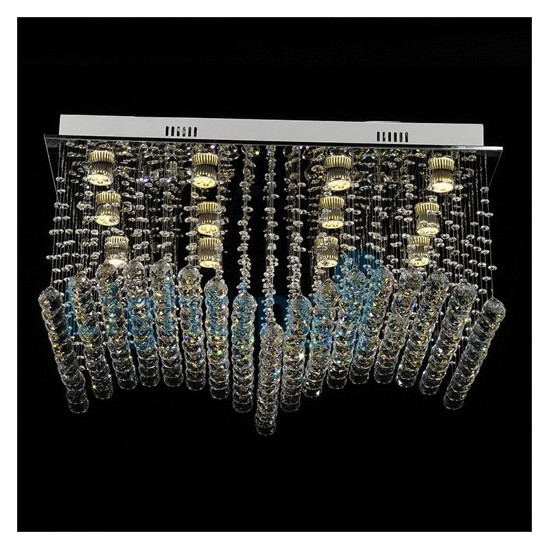 Lustre contemporain moderne à encastrer, luminaire suspendu en cristal avec goutte de pluie
