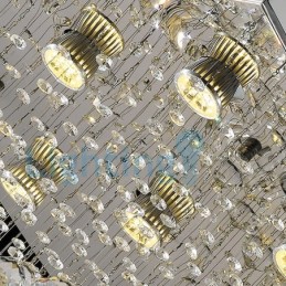 Lustre contemporain moderne à encastrer, luminaire suspendu en cristal avec goutte de pluie