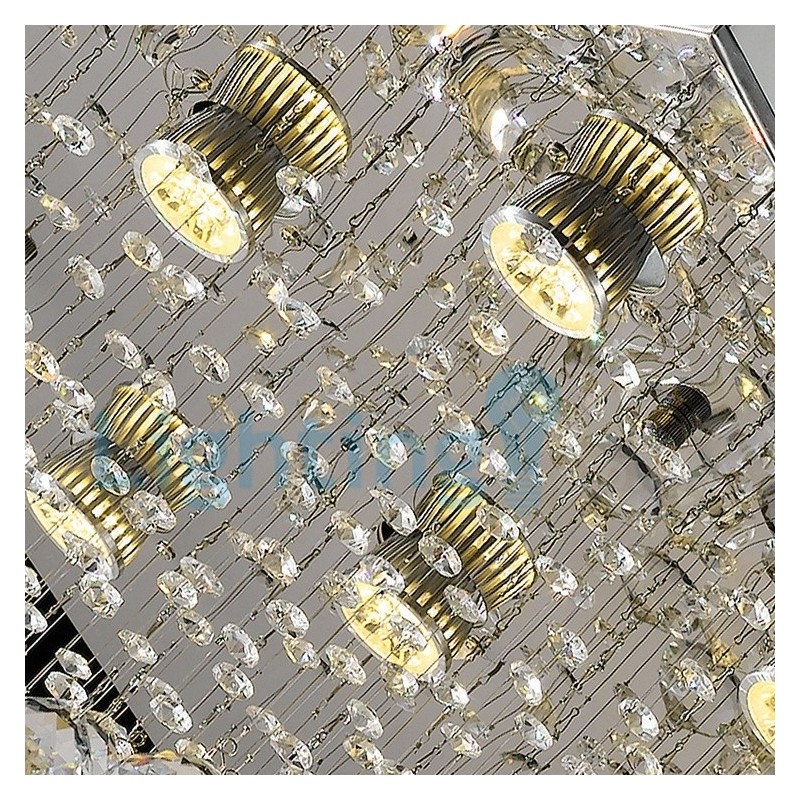 Lustre contemporain moderne à encastrer, luminaire suspendu en cristal avec goutte de pluie