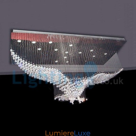 Lustre contemporain moderne à montage encastré, luminaire suspendu en cristal avec goutte de pluie Lustre contemporain moderne à montage encastré, luminaire suspendu en cristal avec goutte de pluie
