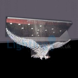 Lustre contemporain moderne à montage encastré, luminaire suspendu en cristal avec goutte de pluie