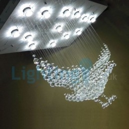Lustre contemporain moderne à montage encastré, luminaire suspendu en cristal avec goutte de pluie