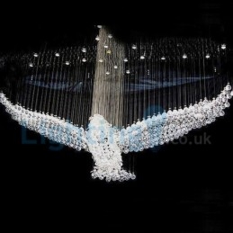 Lustre contemporain moderne à montage encastré, luminaire suspendu en cristal avec goutte de pluie