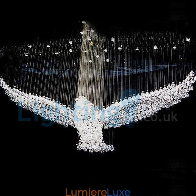 Lustre contemporain moderne à montage encastré, luminaire suspendu en cristal avec goutte de pluie