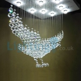Lustre contemporain moderne à montage encastré, luminaire suspendu en cristal avec goutte de pluie