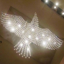 Lustre contemporain moderne à montage encastré, luminaire suspendu en cristal avec goutte de pluie