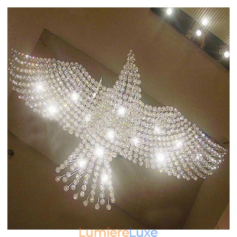 Lustre contemporain moderne à montage encastré, luminaire suspendu en cristal avec goutte de pluie