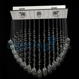 Lustre contemporain moderne à montage encastré, luminaire suspendu en cristal avec goutte de pluie