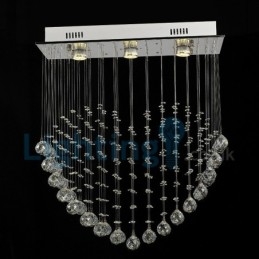 Lustre contemporain moderne à montage encastré, luminaire suspendu en cristal avec goutte de pluie