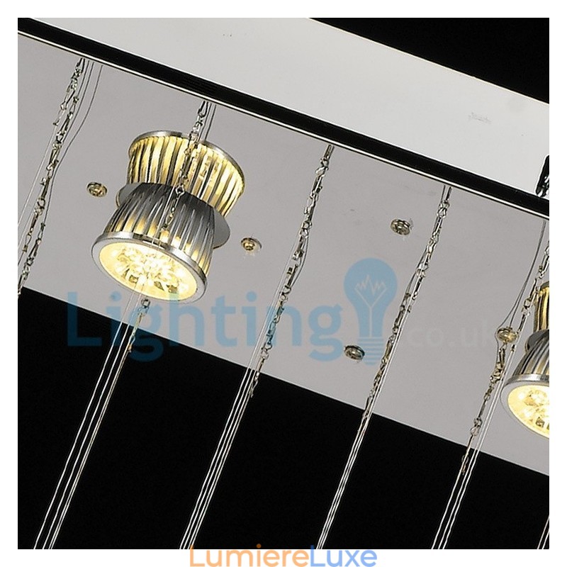 Lustre contemporain moderne à montage encastré, luminaire suspendu en cristal avec goutte de pluie