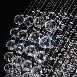 Lustre contemporain moderne à montage encastré, luminaire suspendu en cristal avec goutte de pluie