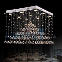 Lustre contemporain moderne à montage encastré, luminaire suspendu en cristal avec goutte de pluie
