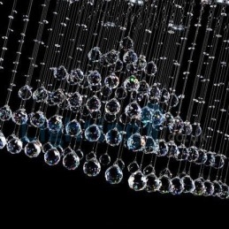 Lustre contemporain moderne à montage encastré, luminaire suspendu en cristal avec goutte de pluie