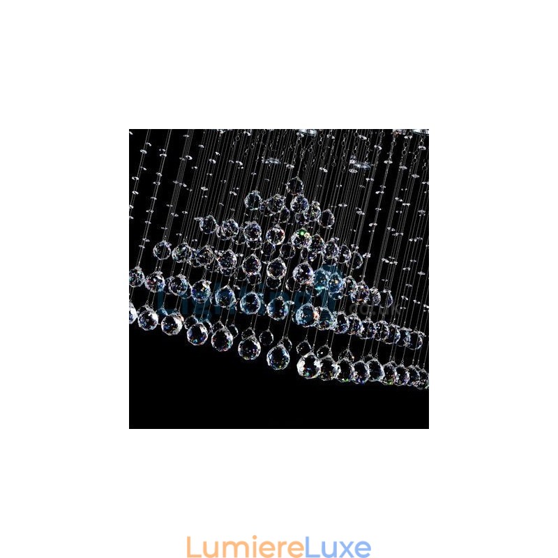 Lustre contemporain moderne à montage encastré, luminaire suspendu en cristal avec goutte de pluie