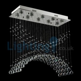 Lustre contemporain moderne à montage encastré, luminaire suspendu en cristal avec goutte de pluie