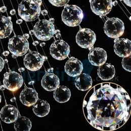 Lustre contemporain moderne à montage encastré, luminaire suspendu en cristal avec goutte de pluie