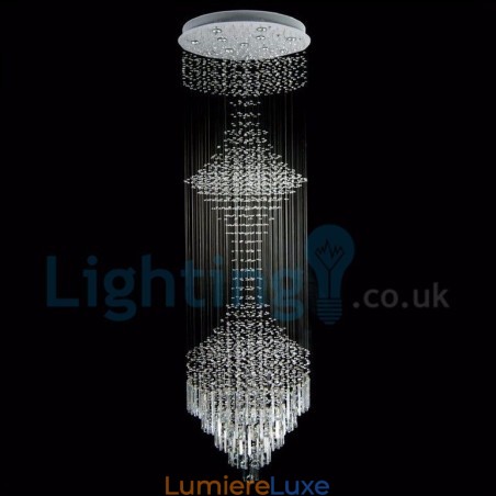 Lustre contemporain moderne à montage encastré, luminaire suspendu en cristal avec goutte de pluie Lustre contemporain moderne à montage encastré, luminaire suspendu en cristal avec goutte de pluie
