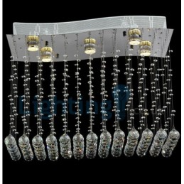 Lustre contemporain moderne à montage encastré, luminaire suspendu en cristal avec goutte de pluie
