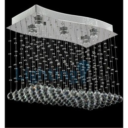 Lustre contemporain moderne à montage encastré, luminaire suspendu en cristal avec goutte de pluie