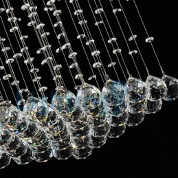 Lustre contemporain moderne à montage encastré, luminaire suspendu en cristal avec goutte de pluie