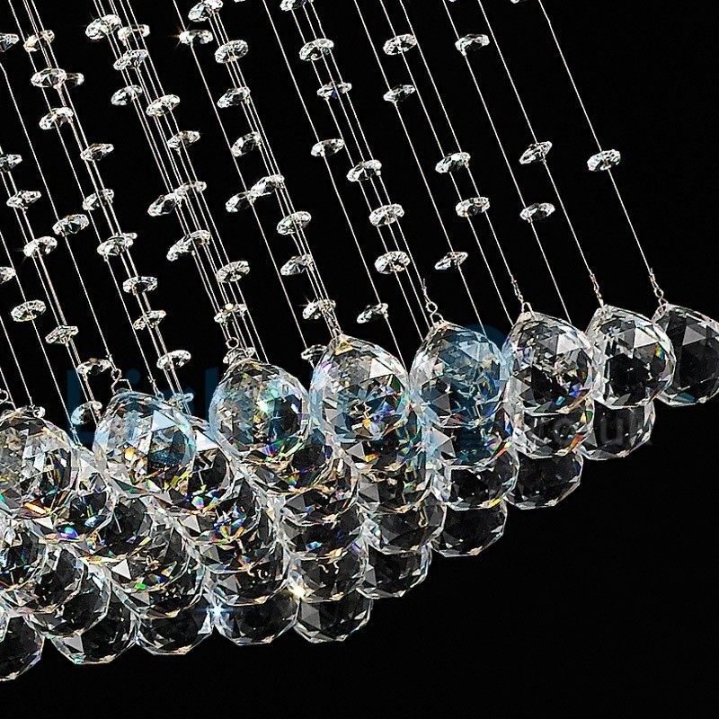 Lustre contemporain moderne à montage encastré, luminaire suspendu en cristal avec goutte de pluie
