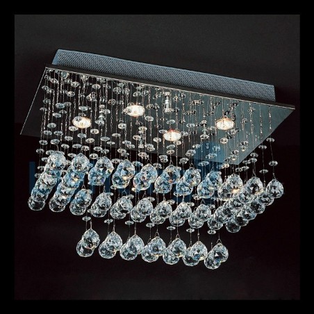 Lustre contemporain moderne à montage encastré, luminaire suspendu en cristal avec goutte de pluie Lustre contemporain moderne à montage encastré, luminaire suspendu en cristal avec goutte de pluie