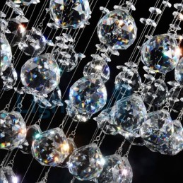Lustre contemporain moderne à montage encastré, luminaire suspendu en cristal avec goutte de pluie