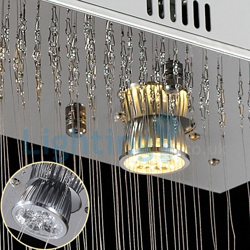 Lustre contemporain moderne à montage encastré, luminaire suspendu en cristal avec goutte de pluie