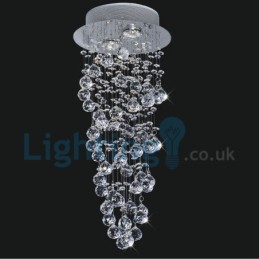 Lustre contemporain moderne à montage encastré, luminaire suspendu en cristal avec goutte de pluie