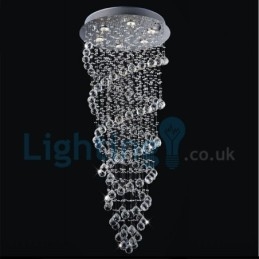 Lustre contemporain moderne à montage encastré, luminaire suspendu en cristal avec goutte de pluie