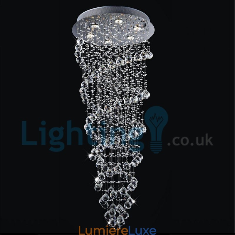 Lustre contemporain moderne à montage encastré, luminaire suspendu en cristal avec goutte de pluie