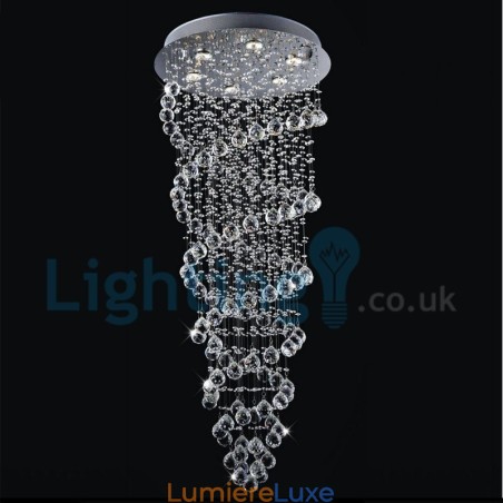 Lustre contemporain moderne à montage encastré, luminaire suspendu en cristal avec goutte de pluie Lustre contemporain moderne à montage encastré, luminaire suspendu en cristal avec goutte de pluie