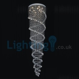 Lustre contemporain moderne à montage encastré, luminaire suspendu en cristal avec goutte de pluie