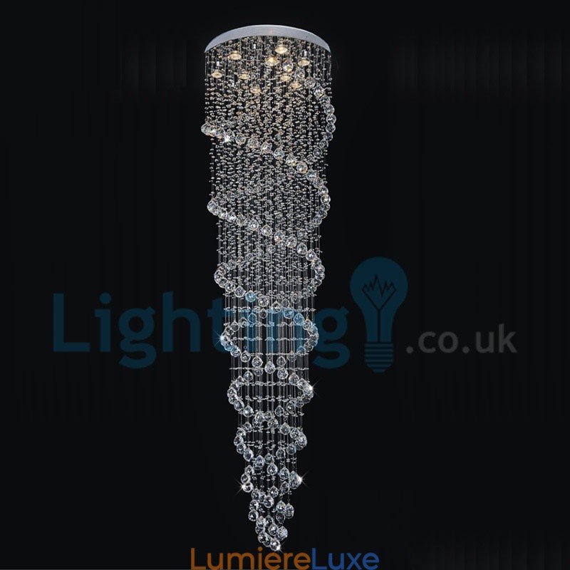 Lustre contemporain moderne à montage encastré, luminaire suspendu en cristal avec goutte de pluie