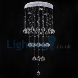 Lustre contemporain moderne à montage encastré, luminaire suspendu en cristal avec goutte de pluie