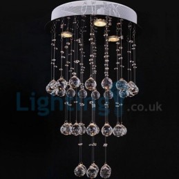 Lustre contemporain moderne à montage encastré, luminaire suspendu en cristal avec goutte de pluie