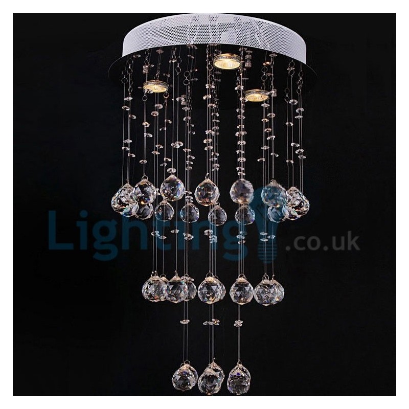 Lustre contemporain moderne à montage encastré, luminaire suspendu en cristal avec goutte de pluie