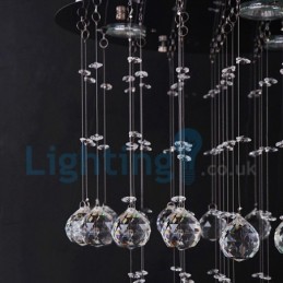 Lustre contemporain moderne à montage encastré, luminaire suspendu en cristal avec goutte de pluie