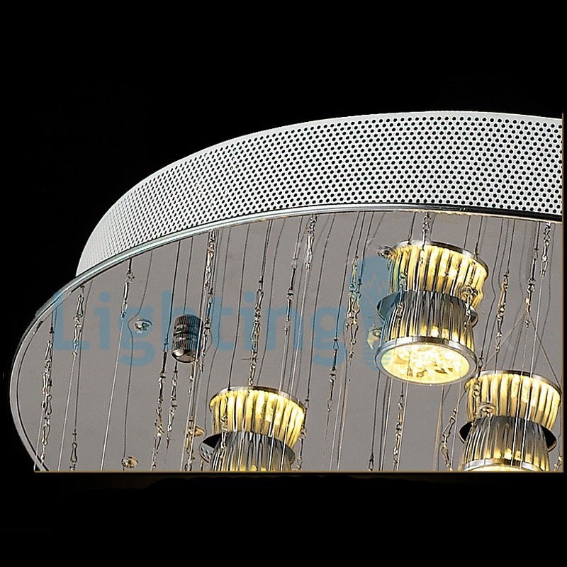 Lustre contemporain moderne à montage encastré, luminaire suspendu en cristal avec goutte de pluie