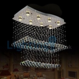 Lustre contemporain moderne à encastrer, luminaire suspendu en cristal avec goutte de pluie