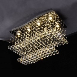 Lustre contemporain moderne à encastrer, luminaire suspendu en cristal avec goutte de pluie