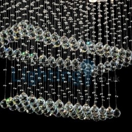 Lustre contemporain moderne à encastrer, luminaire suspendu en cristal avec goutte de pluie
