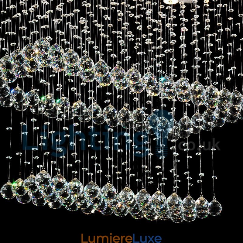 Lustre contemporain moderne à encastrer, luminaire suspendu en cristal avec goutte de pluie
