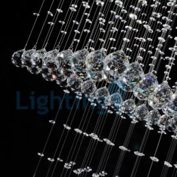 Lustre contemporain moderne à encastrer, luminaire suspendu en cristal avec goutte de pluie