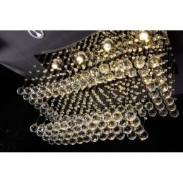 Lustre contemporain moderne à encastrer, luminaire suspendu en cristal avec goutte de pluie