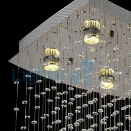 Lustre contemporain moderne à encastrer, luminaire suspendu en cristal avec goutte de pluie