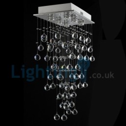 Lustre contemporain moderne à montage encastré, luminaire suspendu en cristal avec goutte de pluie