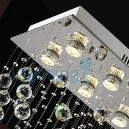 Lustre contemporain moderne à montage encastré, luminaire suspendu en cristal avec goutte de pluie