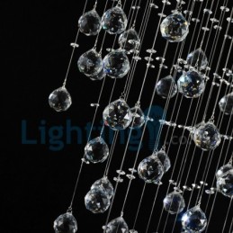 Lustre contemporain moderne à montage encastré, luminaire suspendu en cristal avec goutte de pluie